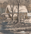 Original Currier & Ives lithograph The Old Grist Mill
